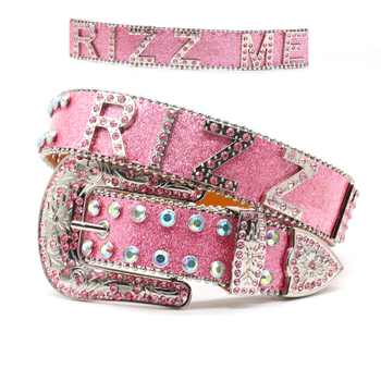 Punk josta ar kristāliem no PU ādas - sakausējuma sprādze, knapi aizvērums, platums 2–4 cm, dimanta dizains