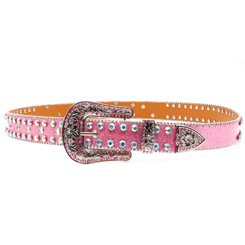 Punk josta ar kristāliem no PU ādas - sakausējuma sprādze, knapi aizvērums, platums 2–4 cm, dimanta dizains