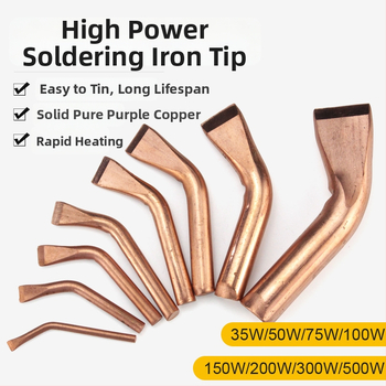 Aukštos galios gryno vario išorinė litavimo galvutė, termoelektrinė, 100/150/200/300/500 W, išlenkta plokščia galvutė, tvirtas litavimo antgalis