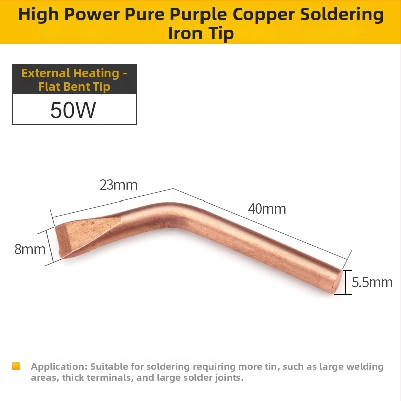 Aukštos galios gryno vario išorinė litavimo galvutė, termoelektrinė, 100/150/200/300/500 W, išlenkta plokščia galvutė, tvirtas litavimo antgalis