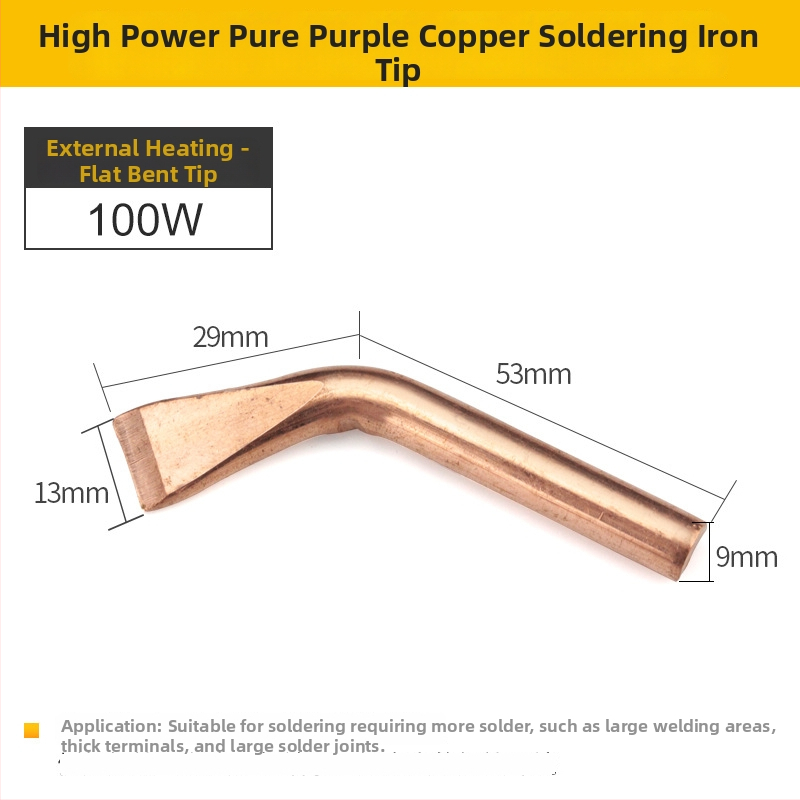 Aukštos galios gryno vario išorinė litavimo galvutė, termoelektrinė, 100/150/200/300/500 W, išlenkta plokščia galvutė, tvirtas litavimo antgalis