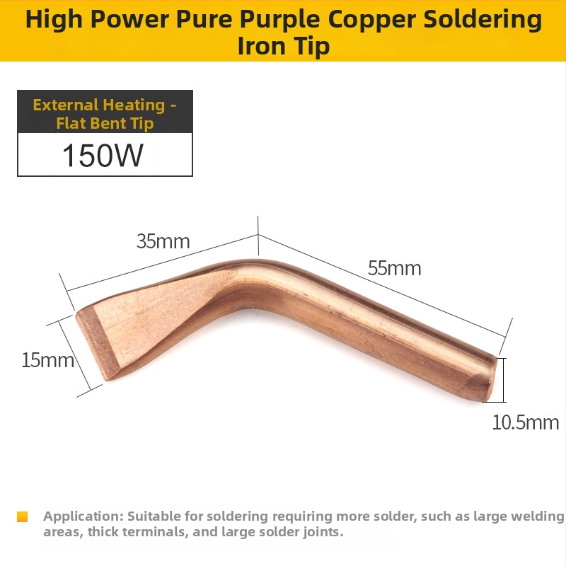 Aukštos galios gryno vario išorinė litavimo galvutė, termoelektrinė, 100/150/200/300/500 W, išlenkta plokščia galvutė, tvirtas litavimo antgalis