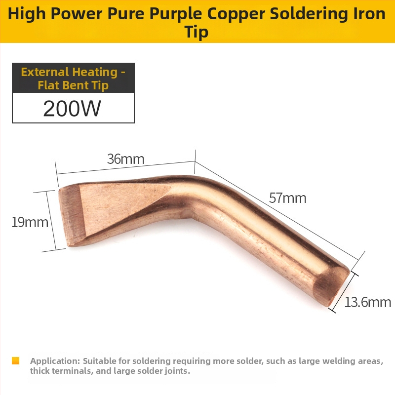 Aukštos galios gryno vario išorinė litavimo galvutė, termoelektrinė, 100/150/200/300/500 W, išlenkta plokščia galvutė, tvirtas litavimo antgalis