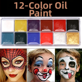 Zhuting 12 krāsu akvareļu krāsu komplekts drāmas grimam un ķermeņa gleznošanai, 36 g, plastmasas kastē