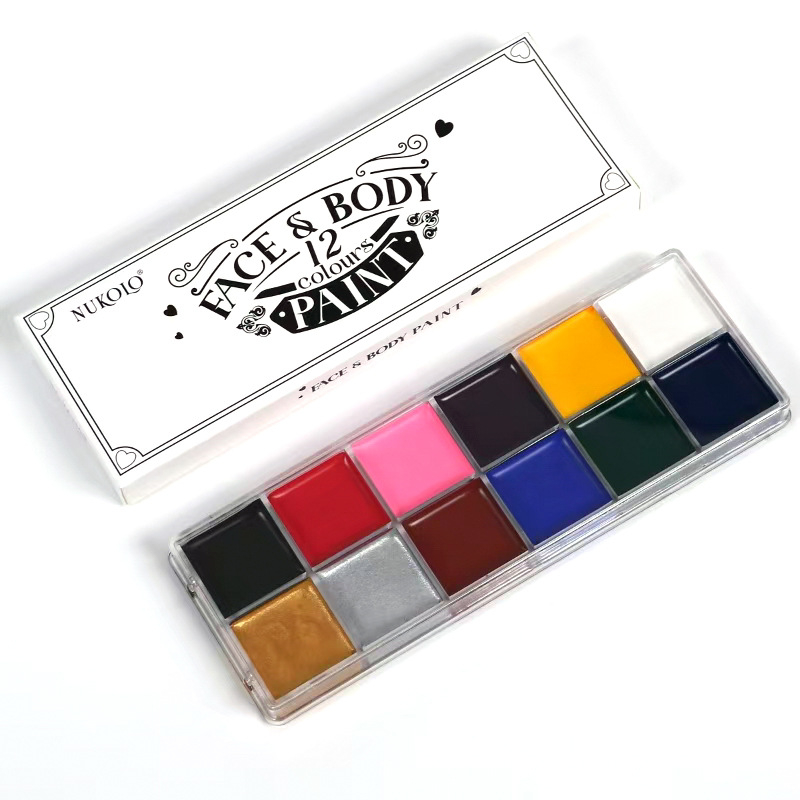 Zhuting 12 krāsu akvareļu krāsu komplekts drāmas grimam un ķermeņa gleznošanai, 36 g, plastmasas kastē