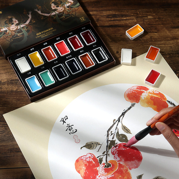 Ķīnas glezniecības pigmentu komplekts, 10 ml, papīra kārba iepakojums, viens iepakojums, paredzēts ķīniešu glezniecībai — zīmols Tt/practice every day