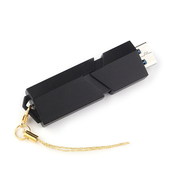 USB diska kulons ar dubultiem gredzeniem un lobster clasp aizdari, metālisks, elektroplatinga