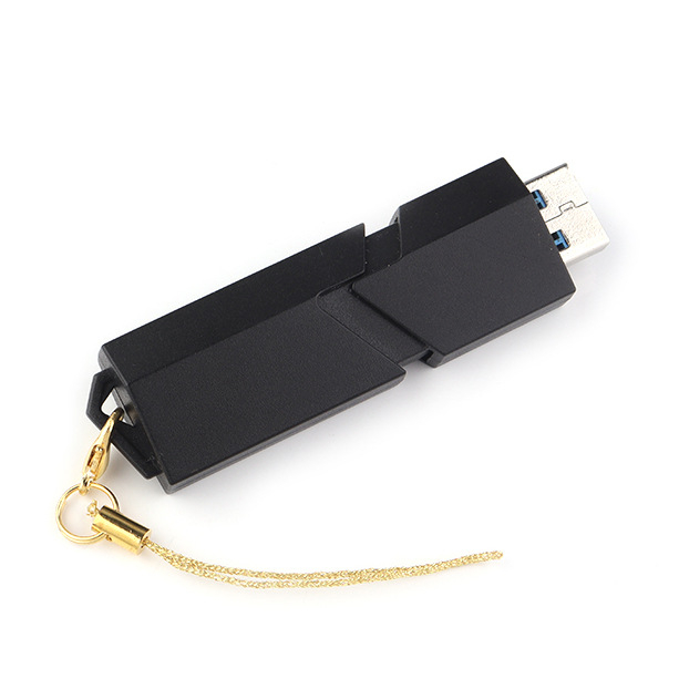 USB diska kulons ar dubultiem gredzeniem un lobster clasp aizdari, metālisks, elektroplatinga