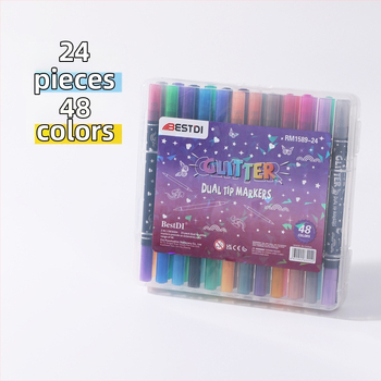 Divpusējs fluorescējošs marķieris ar mīkstu biezu galu – RM-1589, Tinte: citas nokrāsas