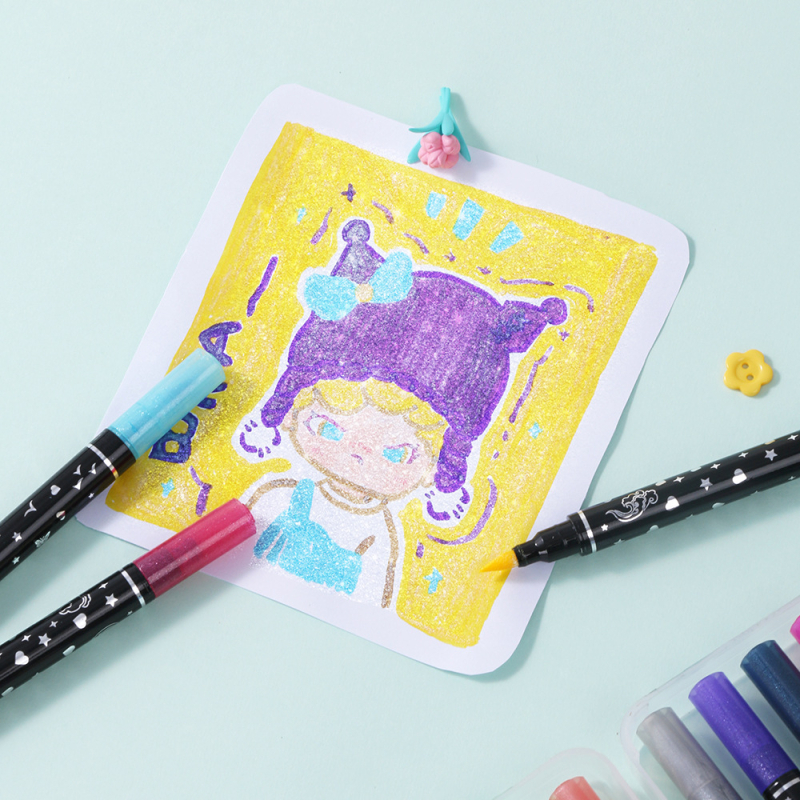 Divpusējs fluorescējošs marķieris ar mīkstu biezu galu – RM-1589, Tinte: citas nokrāsas