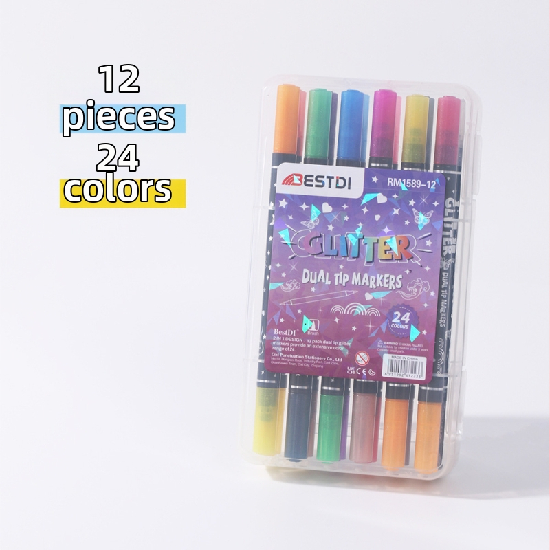 Divpusējs fluorescējošs marķieris ar mīkstu biezu galu – RM-1589, Tinte: citas nokrāsas