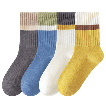 Dječje čarape srednje dužine, prozračne pamuk, jacquard pletena, 97,3% pamuk, paket od 4 para, za djecu od 3 do 8 godina