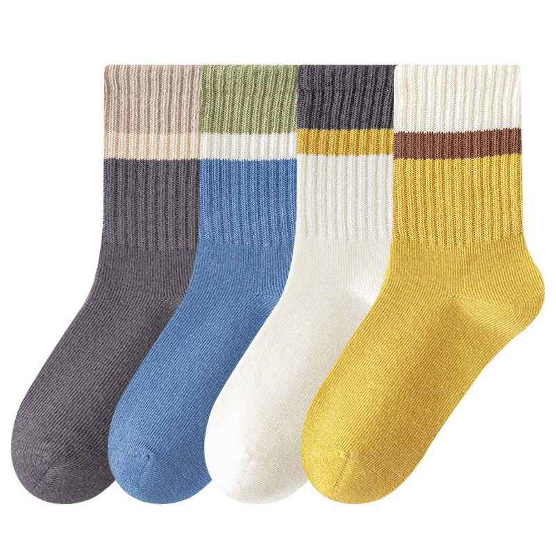 Dječje čarape srednje dužine, prozračne pamuk, jacquard pletena, 97,3% pamuk, paket od 4 para, za djecu od 3 do 8 godina