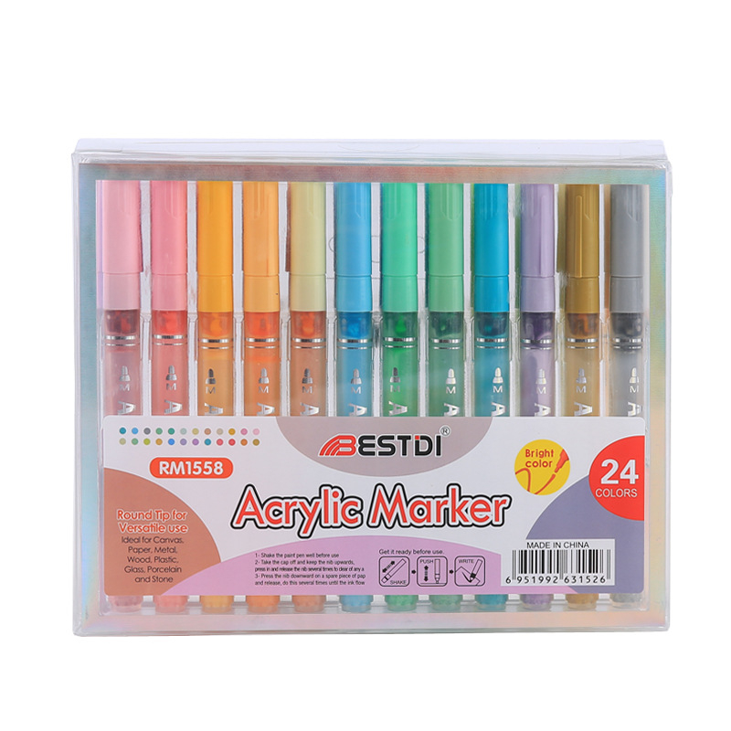 Комплект маркери RM-1558, пластмасов корпус, опакован в PET кутия, отпечатано лого, лицензиран частен етикет