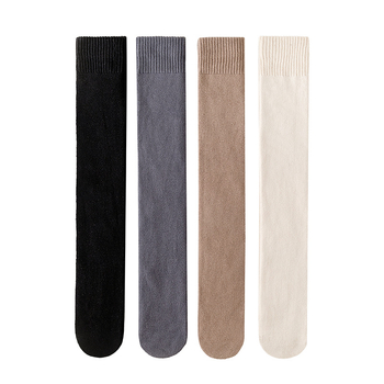 Dječje čarape do koljena za djevojčice, pamuk terry, jacquard pletenje, s fleece podstavom, debele za jesen-zimu