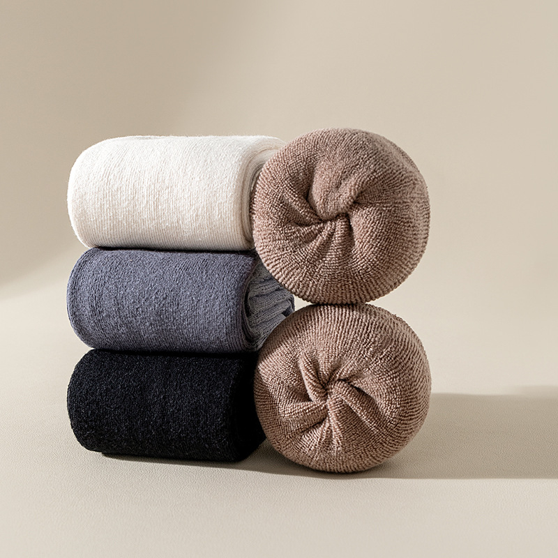 Dječje čarape do koljena za djevojčice, pamuk terry, jacquard pletenje, s fleece podstavom, debele za jesen-zimu