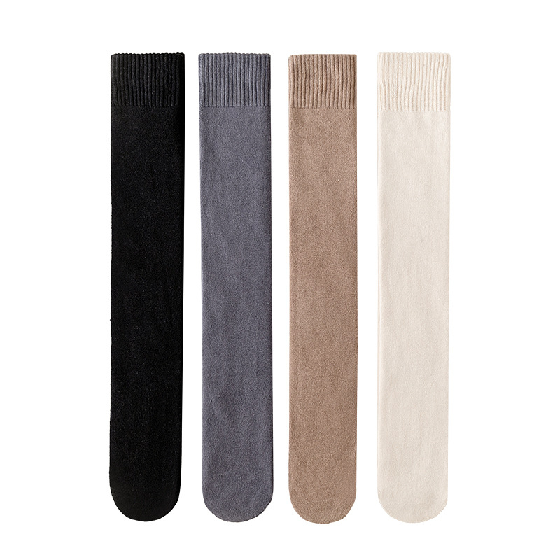 Dječje čarape do koljena za djevojčice, pamuk terry, jacquard pletenje, s fleece podstavom, debele za jesen-zimu