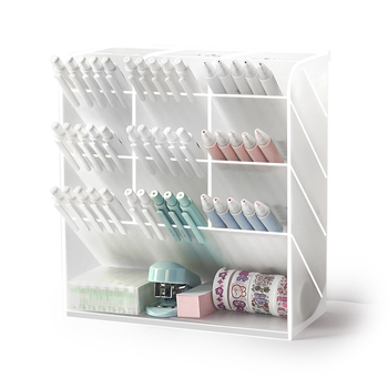 Plastmasas kvadrāts pildspalvu turētājs darbam, slīps ievades dizains, caurspīdīgs, daudzfunkcionāls organizētājs