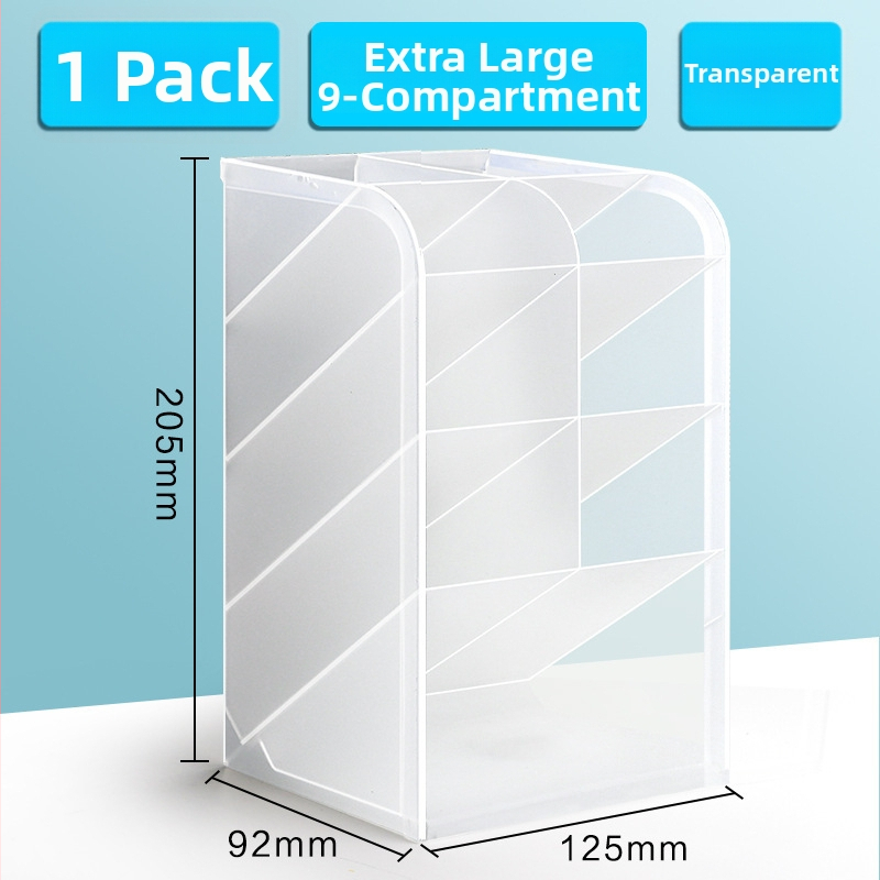 Plastmasas kvadrāts pildspalvu turētājs darbam, slīps ievades dizains, caurspīdīgs, daudzfunkcionāls organizētājs