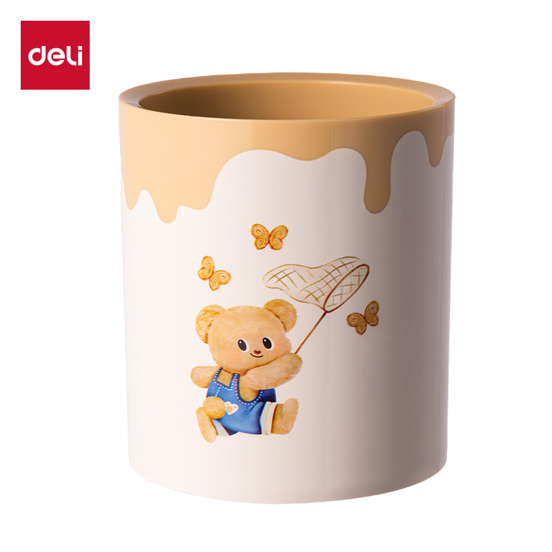 Deli Ns023-b държач за писалки с форма на мечка, кръгъл органайзер за бюро