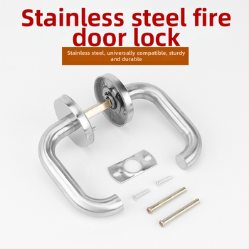 Ugniages durų rankena iš nerūdijančio plieno su apvaliu vamzdžio profiliu – CB-SIA, rankena su spyna ugniams durims ir evakuacijai, šiuolaikiškas minimalistinis stilius