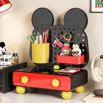 Prozirna kutija za stolnu pohranu 8701, plastika, 18L kapaciteta, Višenamjenski organizator za kozmetiku i uredski pribor, Cartoon sladak stil, Pogodna za dnevni boravak, spavaću sobu i radnu sobu