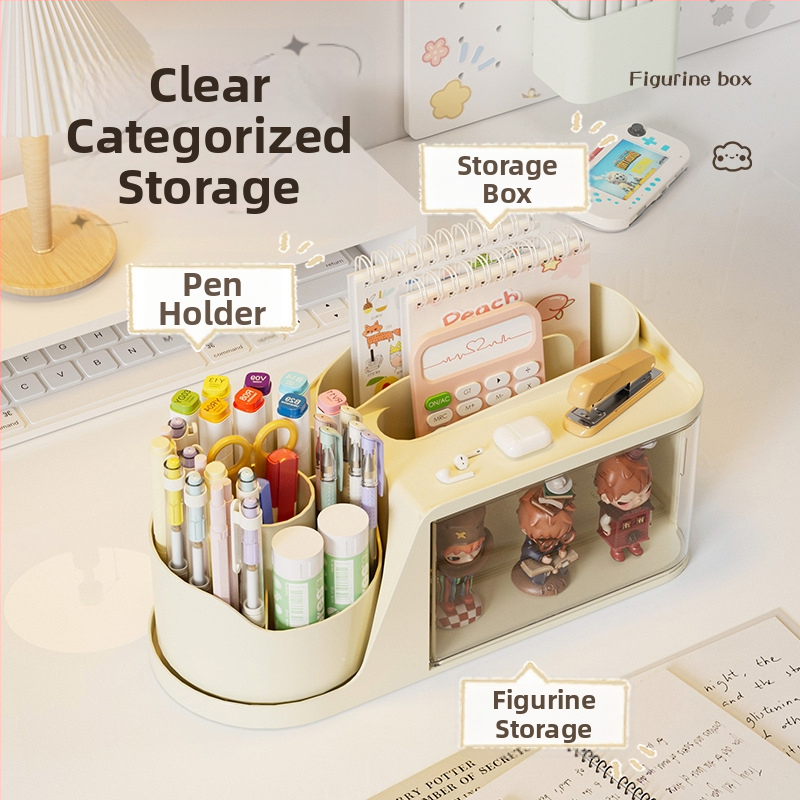 Okretni organizator olovaka s odjeljcima — plast PS+PET+PP, kapacitet 2 L, višenamjenski stolni organizator, moderan minimalistički stil