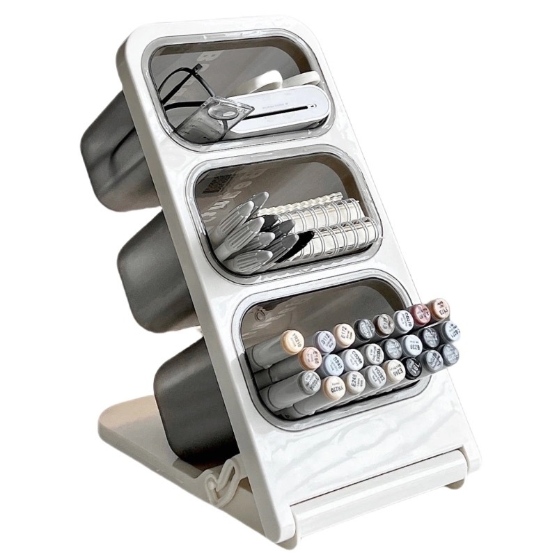 Plastični organizator za olovke s pregradama, 2L kapacitet, model GZ-8801, crtani slatkog stila