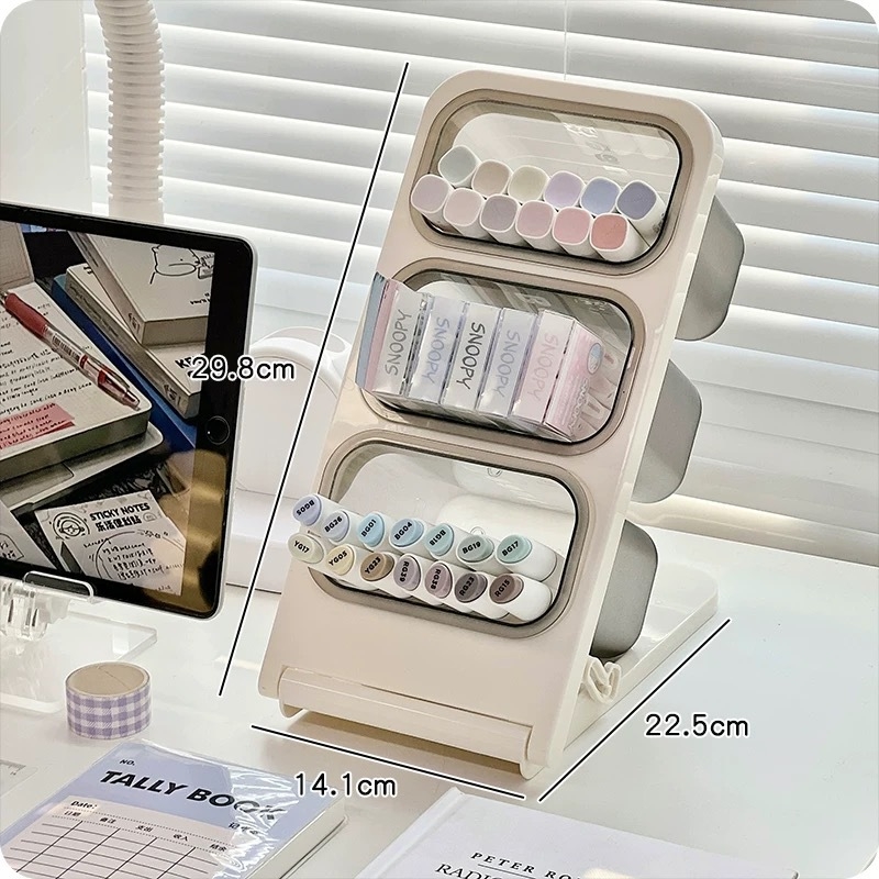 Plastični organizator za olovke s pregradama, 2L kapacitet, model GZ-8801, crtani slatkog stila