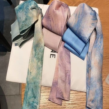 Plaukų segtukas aukštai uodegai su dažų dažymo kaspinu aliejinės tapybos stiliuje, rankų darbas iš audinio, Tireya