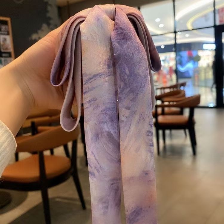 Plaukų segtukas aukštai uodegai su dažų dažymo kaspinu aliejinės tapybos stiliuje, rankų darbas iš audinio, Tireya