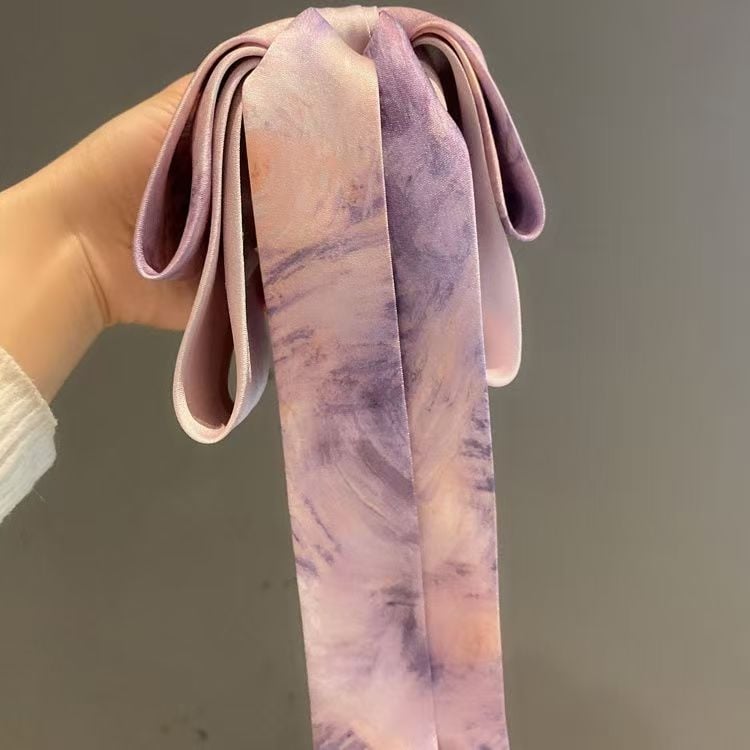 Plaukų segtukas aukštai uodegai su dažų dažymo kaspinu aliejinės tapybos stiliuje, rankų darbas iš audinio, Tireya