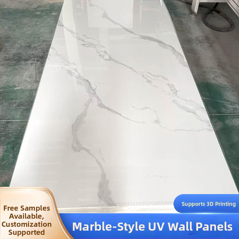 UV aukštos blizgesio sienų plokštė, marmuro imitacija, medžiaga akmuo-plastikas, storis 2/2,5/2,8/3 mm, modelis 10, stiliai: plokščias, Naujas Kinų stilius, šiuolaikinis minimalistinis, lengvas prabangus