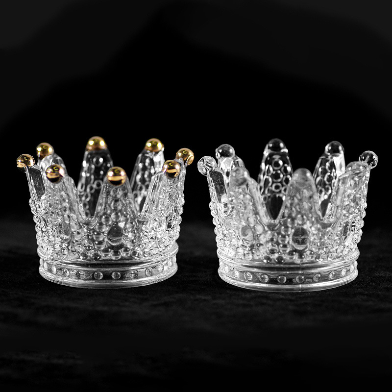 NEWBY Akrilinė nagų paletė su stiklo karūna ir rašiklio laikikliu – 150 g