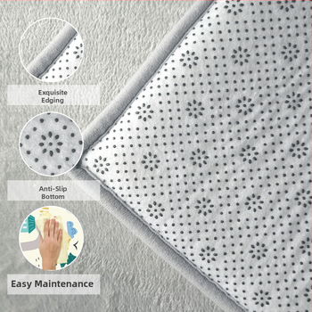 Kūdikio ropojimo kilimėlis | poliesterio pluoštas, kvadrato formos, vientisas raštas, šiuolaikinis minimalistinis stilius, tinkamas miegamajam, skaityklai ir kitiems kambariams