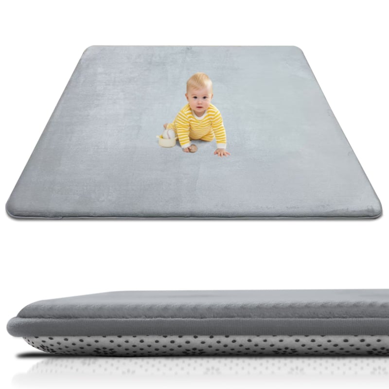 Kūdikio ropojimo kilimėlis | poliesterio pluoštas, kvadrato formos, vientisas raštas, šiuolaikinis minimalistinis stilius, tinkamas miegamajam, skaityklai ir kitiems kambariams