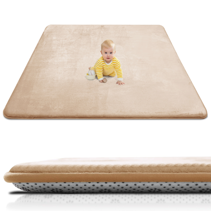 Kūdikio ropojimo kilimėlis | poliesterio pluoštas, kvadrato formos, vientisas raštas, šiuolaikinis minimalistinis stilius, tinkamas miegamajam, skaityklai ir kitiems kambariams