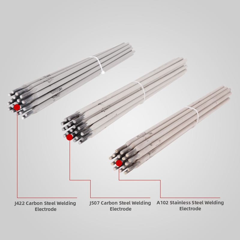 André suvirinimo elektrodai iš anglinio plieno, atsparūs dilimui, modeliai J422/J507/A102, korpuso skersmenys 2,5/3,2/4,0 mm