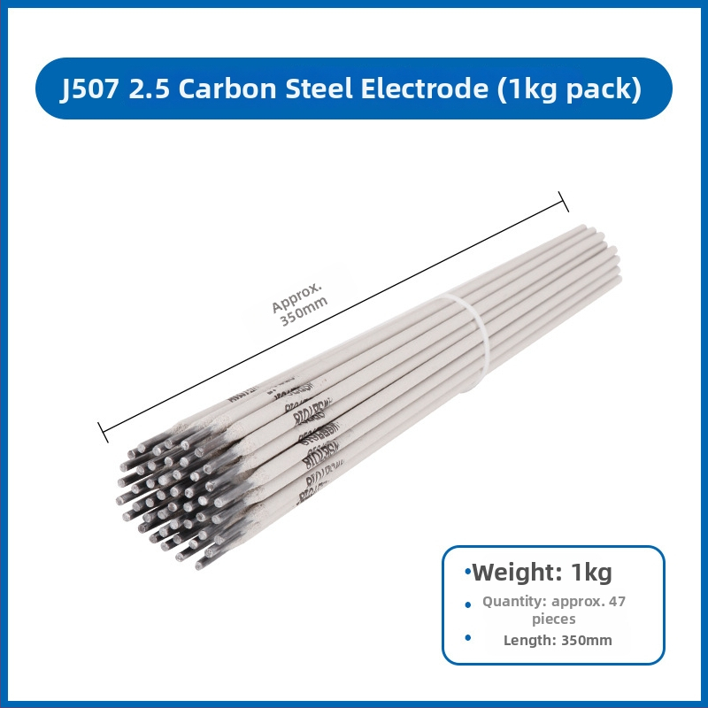 André suvirinimo elektrodai iš anglinio plieno, atsparūs dilimui, modeliai J422/J507/A102, korpuso skersmenys 2,5/3,2/4,0 mm