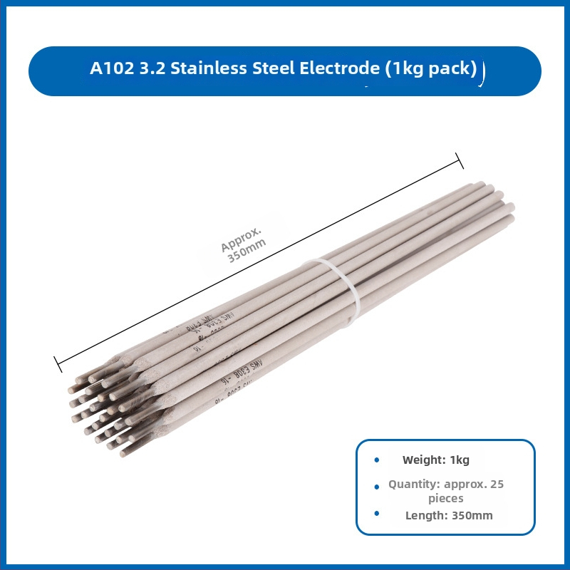 André suvirinimo elektrodai iš anglinio plieno, atsparūs dilimui, modeliai J422/J507/A102, korpuso skersmenys 2,5/3,2/4,0 mm