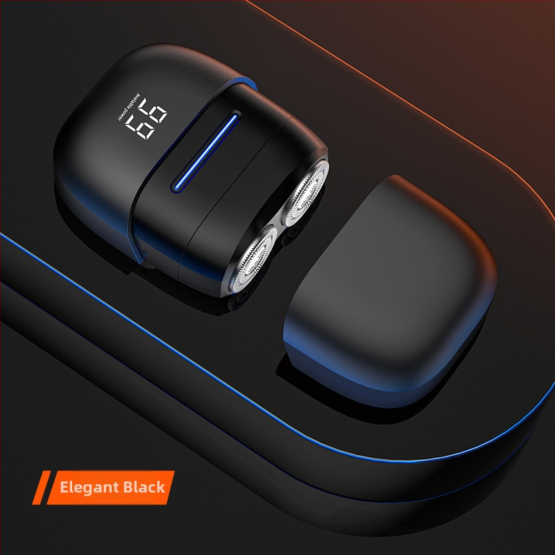 Nešiojamas elektrinės skutimosi priemonės su dviejų ašmenų rotacine galvute, plūduriuojanti galvutė, LED ekranas, įmontuota baterija, 60+ min veikimo laikas