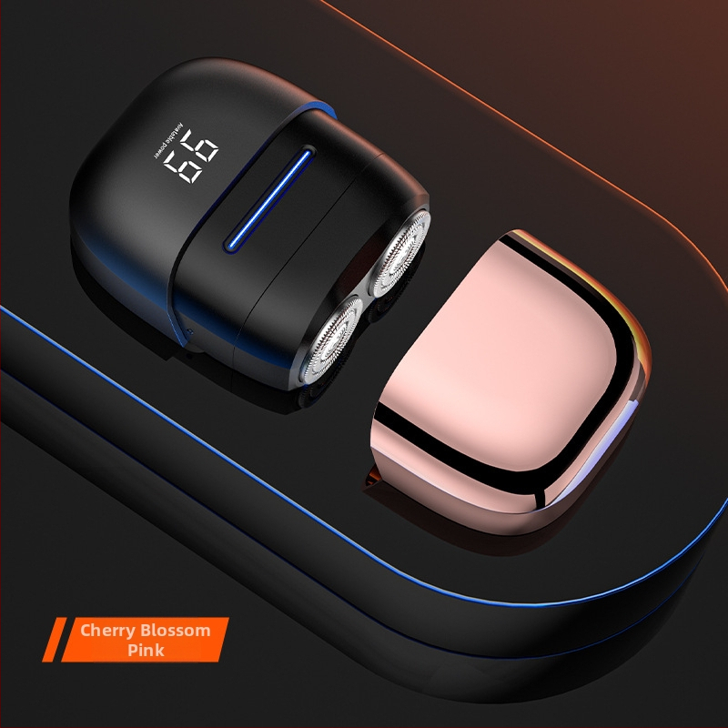 Nešiojamas elektrinės skutimosi priemonės su dviejų ašmenų rotacine galvute, plūduriuojanti galvutė, LED ekranas, įmontuota baterija, 60+ min veikimo laikas