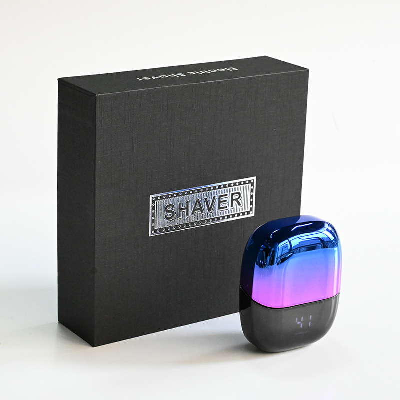 Nešiojamas elektrinės skutimosi priemonės su dviejų ašmenų rotacine galvute, plūduriuojanti galvutė, LED ekranas, įmontuota baterija, 60+ min veikimo laikas