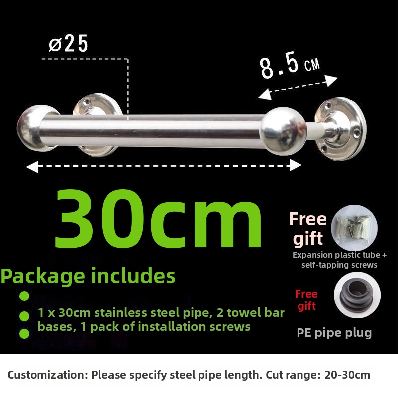 Storas ir ištiesta rankšluosčio lazda iš 304 nerūdijančio plieno, vonios kambariui, CE sertifikatas, viena lazdelė, prekės ženklas Kuyi