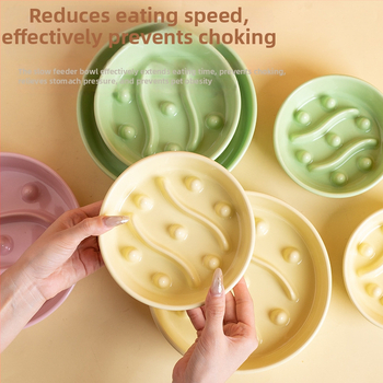Keramikas lēnas barošanas bļoda mājdzīvniekiem ar aizrīšanās novēršanu un pret apgāšanos, kaķiem un suņiem