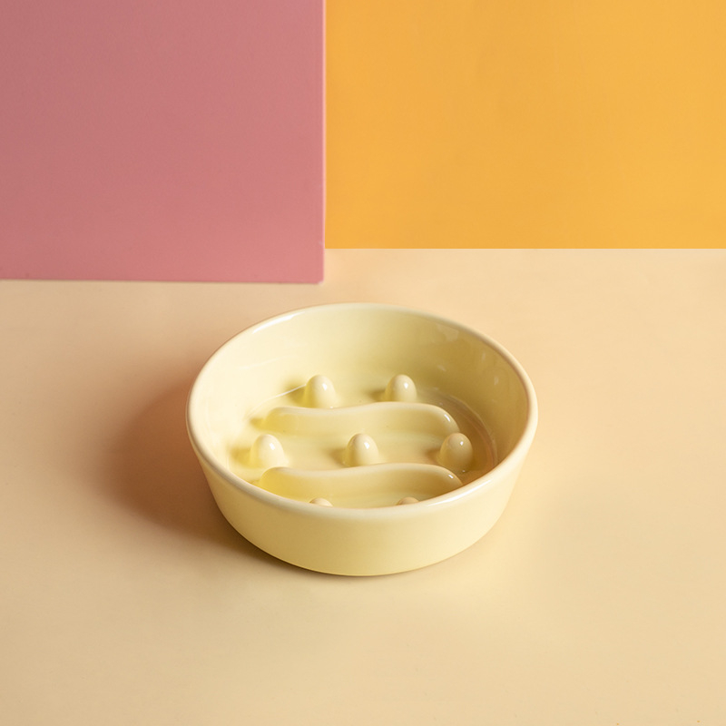 Keramikas lēnas barošanas bļoda mājdzīvniekiem ar aizrīšanās novēršanu un pret apgāšanos, kaķiem un suņiem