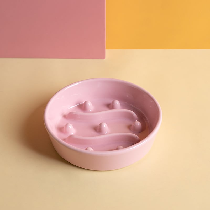 Keramikas lēnas barošanas bļoda mājdzīvniekiem ar aizrīšanās novēršanu un pret apgāšanos, kaķiem un suņiem