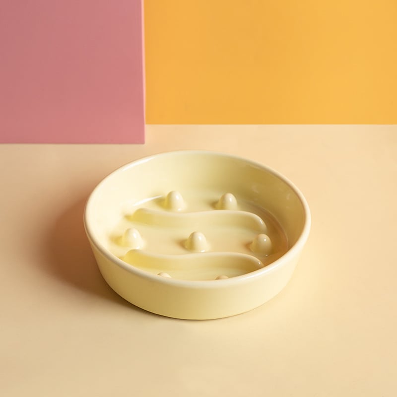 Keramikas lēnas barošanas bļoda mājdzīvniekiem ar aizrīšanās novēršanu un pret apgāšanos, kaķiem un suņiem