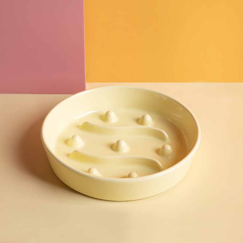 Keramikas lēnas barošanas bļoda mājdzīvniekiem ar aizrīšanās novēršanu un pret apgāšanos, kaķiem un suņiem