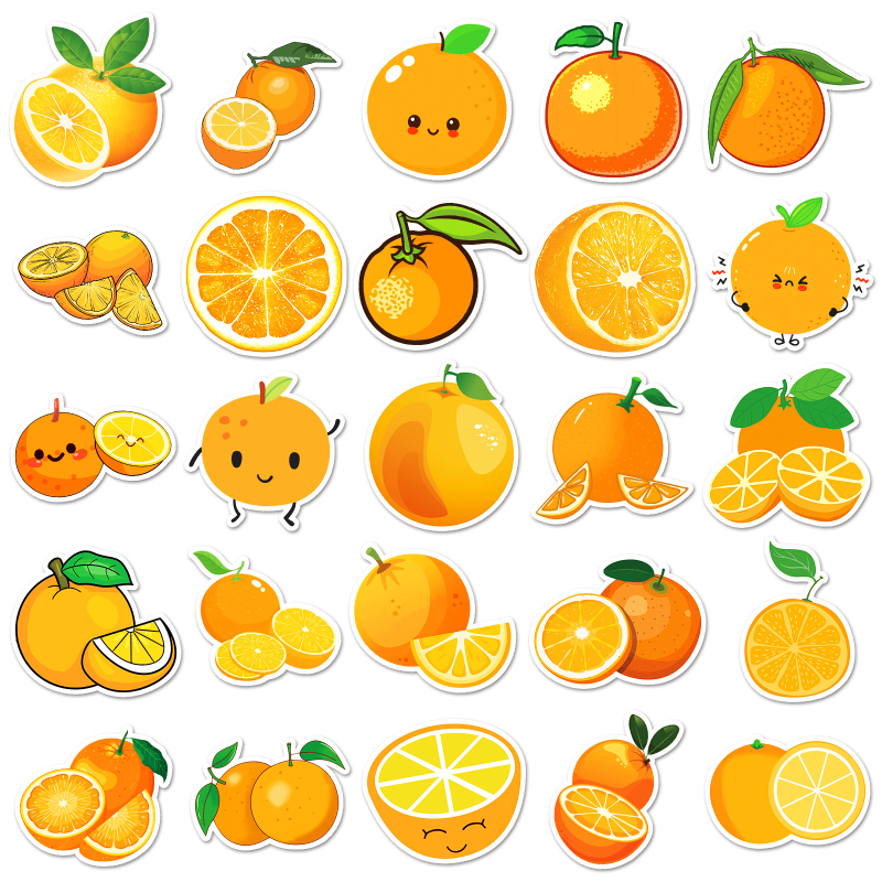 Manqian karikatūrinių vaisių lipdukai – 50 vnt., lipnūs, atsparūs vandeniui, ofsetinis spausdinimas, 30 g kiekvienam, skirtas DIY planavimo knygelėms ir telefono dėklų dekoravimui